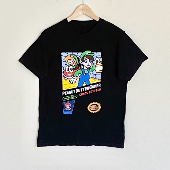 RARE Peanut Butter Gamer Super Mario Video Game Review Channel T Shirt Adult M - Picture 2 of 8